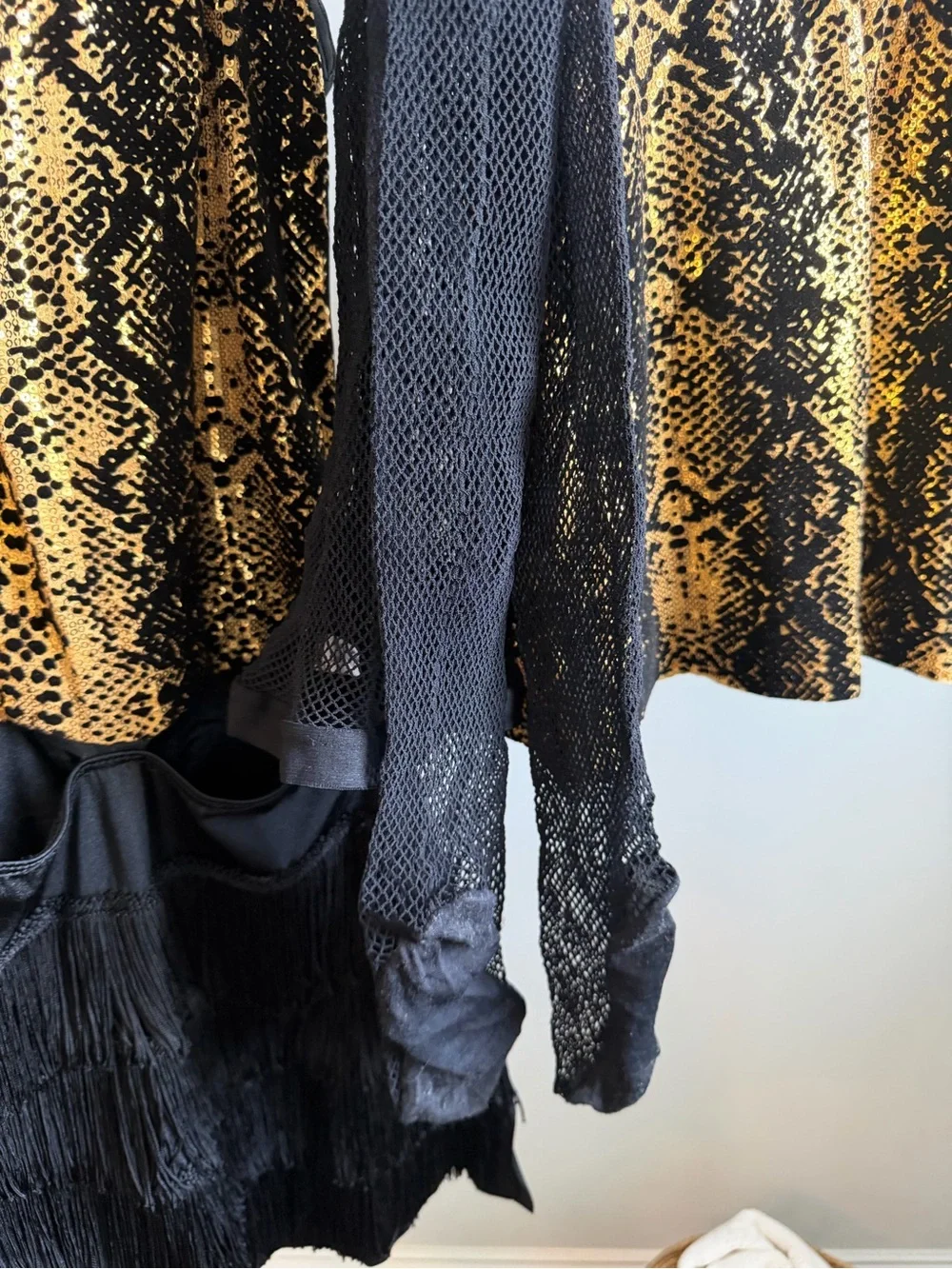 Weissman Black and Gold Snakeprint Dance Set